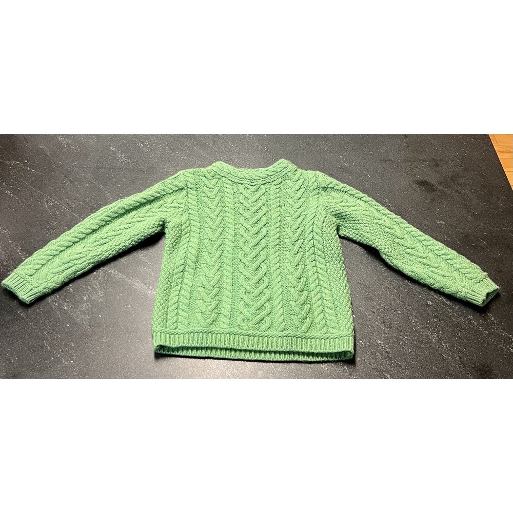 Aran Sweater Market Kids 6-7 Years Green Merino Wool Cable Knit‎ Sweater Ireland - Picture 2 of 6